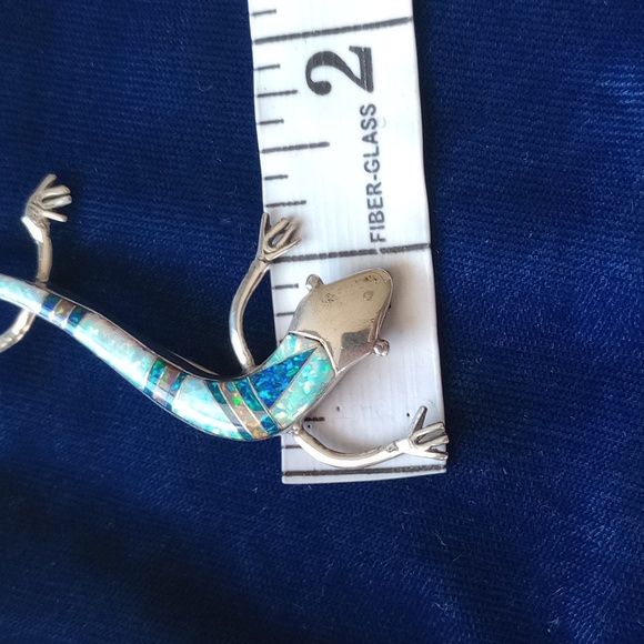 Lizard Inlayed Brooche Stamped Sterling With Lizard Marking - Picture 5 of 13